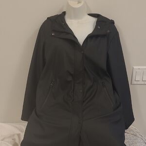 Zara Black Hooded Rain Coat, Removable Liner